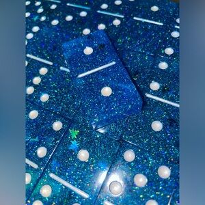 Blue Autumn Dominoes W/ White Dots